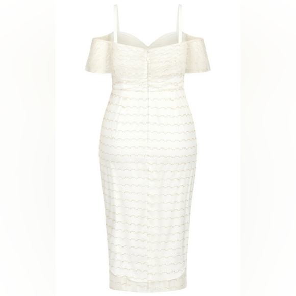 City Chic Jewel Dream dress  ivory with custom studded straps Size 18W. new - Picture 6 of 12